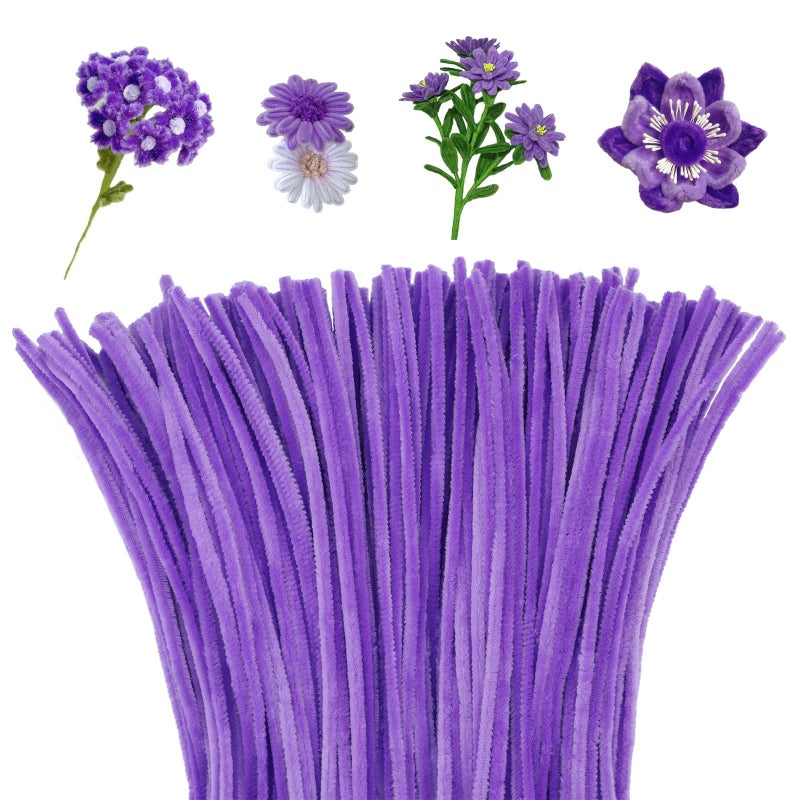 Mnuizu 200pcs Pipe Cleaners,Pipe Cleaners Chenille Stems for Craft, Fuzzy Sticks Christmas Craft Supplies for DIY Art & Creative Crafts Decorations(Light Purple) - Image 1